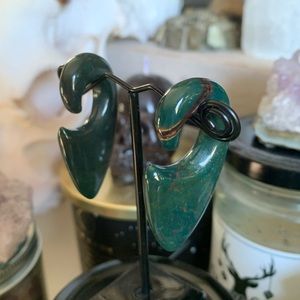 0g Bloodstone Hand Carved Arrowhead ear weights